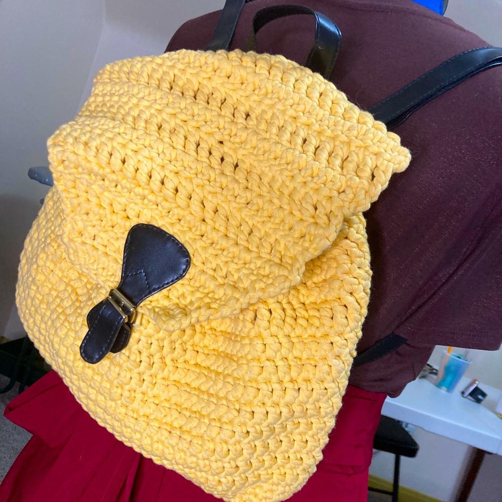 Crocheted Drawstring Backpack - image 1